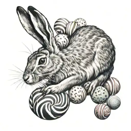 hare and candy tattoo design idea