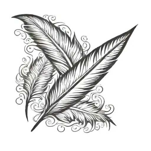feather quill pen tattoo design idea
