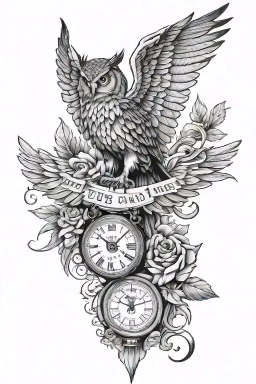 Forearm design including: The Fall of Icarus, an owl, a scorpion and the numbers 18220 tattoo design idea