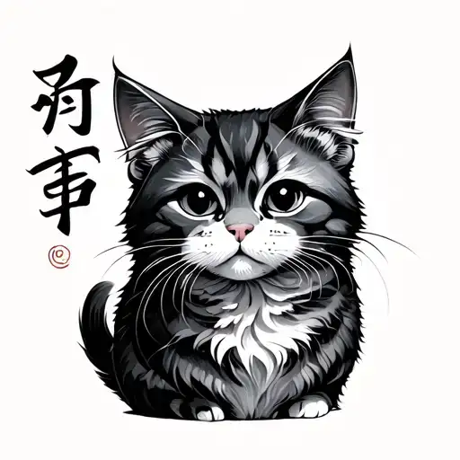 meow in japanese letters tattoo design idea