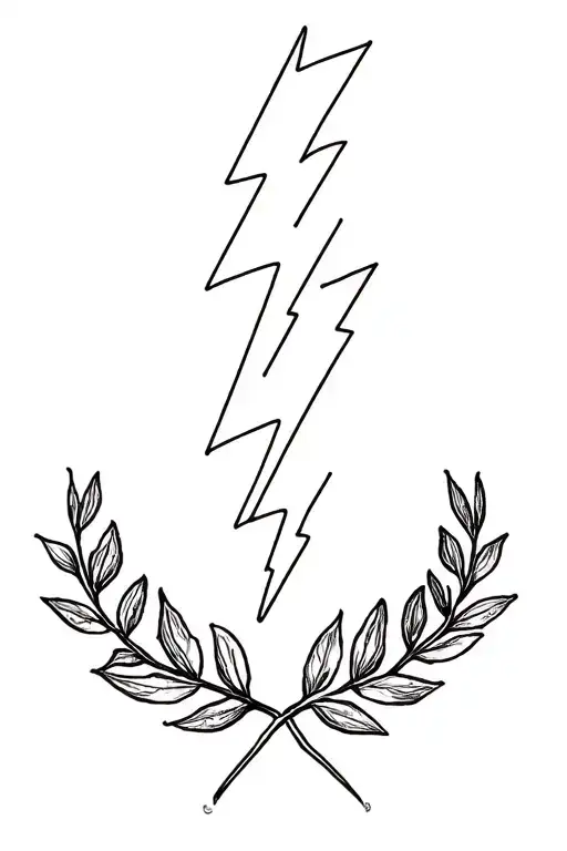 laurel leaf wreath combined with lightning tattoo design idea