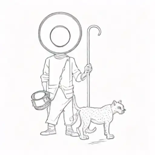 the sheppard is wearing a big sombrero hat and the panthers are black tattoo design idea