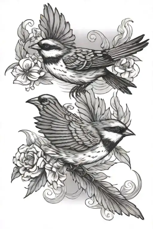 two sparrow flying tattoo design idea