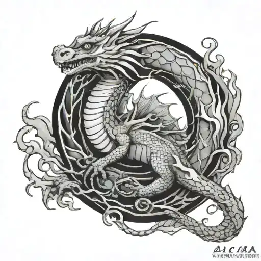 River dragon tattoo design idea