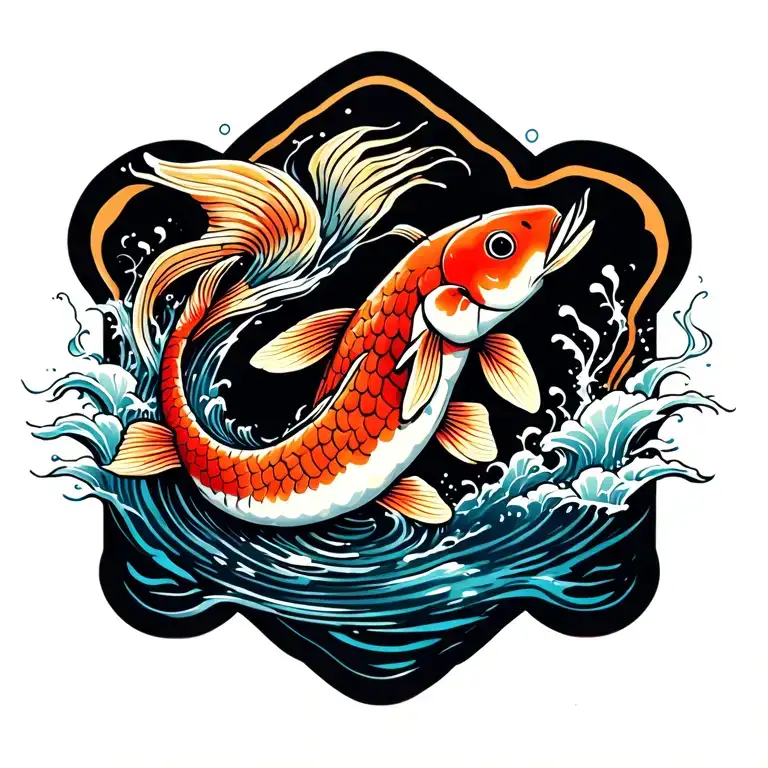 koi fish swimming upstream tattoo design idea