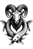 ram with 2 koi fish around it tattoo design idea
