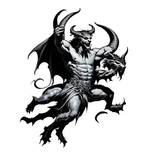 god fighting devil tattoo design idea