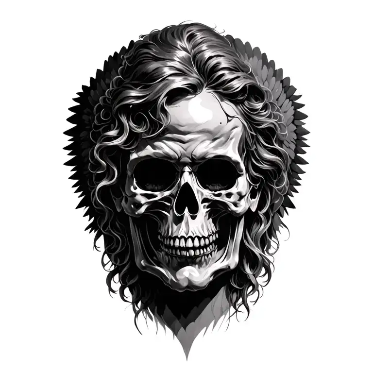 Mowers and angels Face A Face with death decor with tomb for the mower and decor angelique for the angel coast tattoo design idea