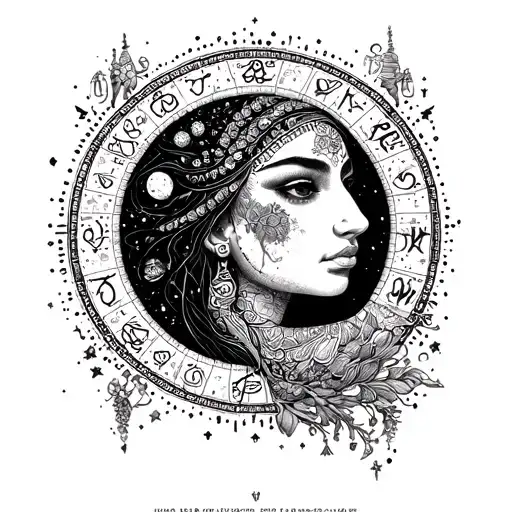 Maya moon and cancer horoscope tattoo design idea