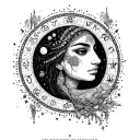 Maya moon and cancer horoscope tattoo design idea