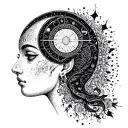 Maya moon and cancer horoscope tattoo design idea