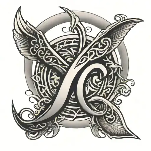 stylized lettering of the ichthys symbol tattoo design idea