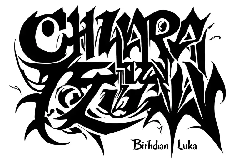 "Chiara Tizian Luka" Birthdate Written tattoo design idea