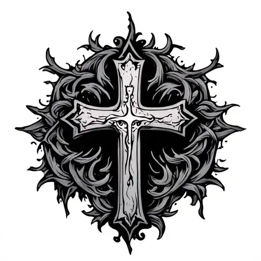 Cross, cursed, blessed tattoo design idea
