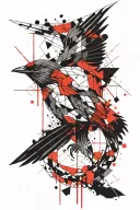 swift bird, geometric figures full sleeve tattoo design combining tattoo design idea