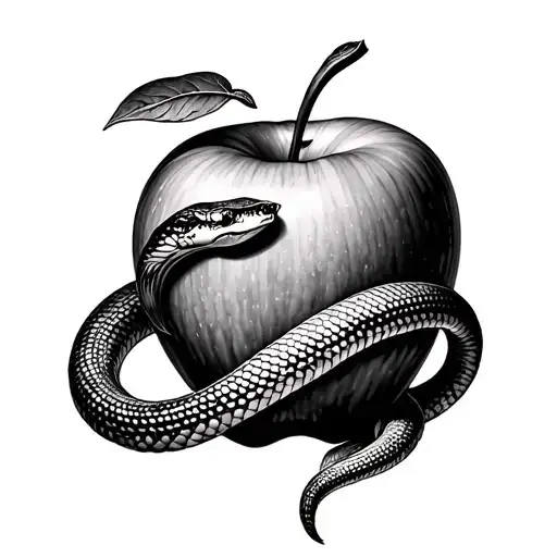 Apple, With A Snake Wrapped Coiled Around It tattoo design idea