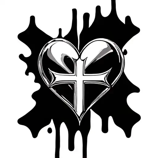 chrome heart cross tattoo design idea