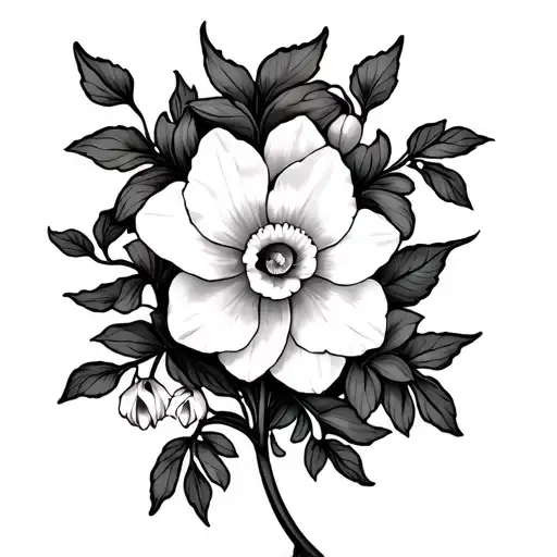 Morning glorys flowers and narcissus flowers on vines  tattoo design idea