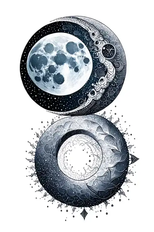 spine moon phase tattoo elegant design incorporating symbols tattoo design idea