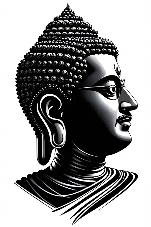 buddha with dr ambedkar and shivaji maharaj thre different faces tattoo design idea
