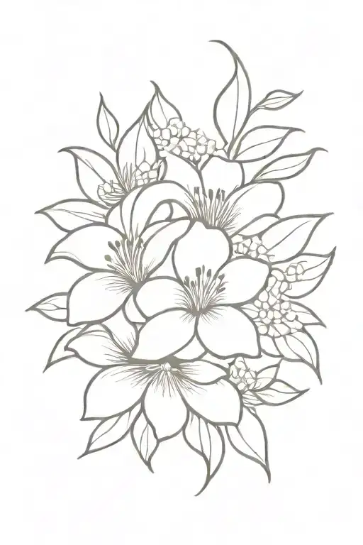 simple floral on rib cage with flowers tattoo design idea