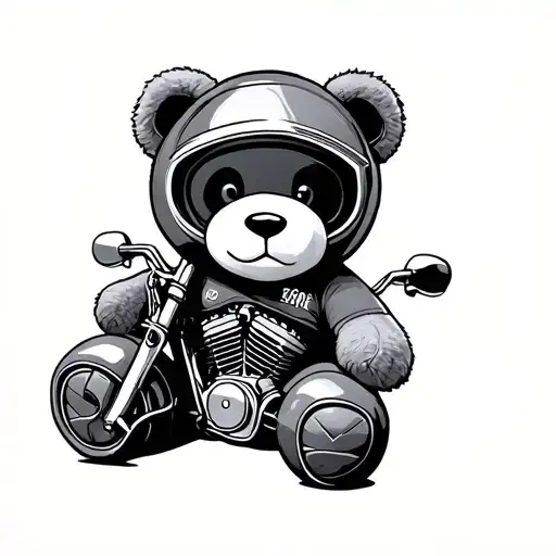 teddy bear wearing motorcycle gear tattoo design idea