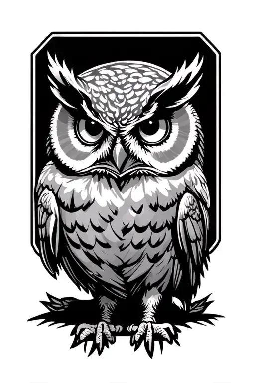 Church, Kobe Logo, Owl sitting tattoo design idea