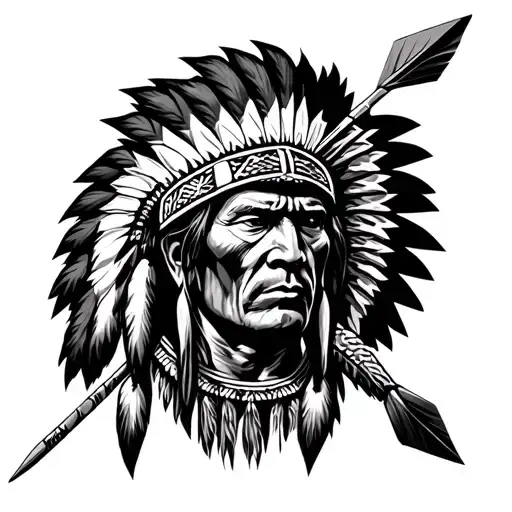 Cherokee Indian warrior arrow broad head tattoo design idea