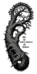 Tree of life Whit text In umbra temporis Whit warhammer 40000k style and A bit ancient rome style  tattoo design idea