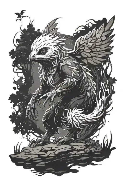 ori and the blind forest side view running tattoo design idea