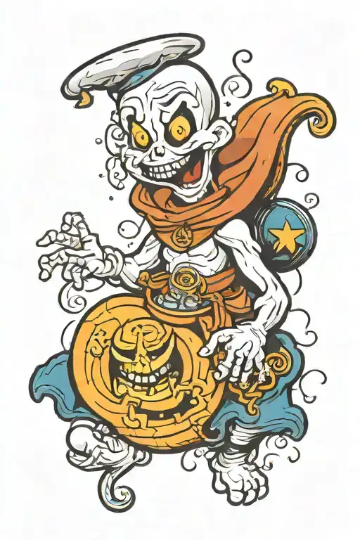  evil Casper the ghost and #13 tattoo design idea