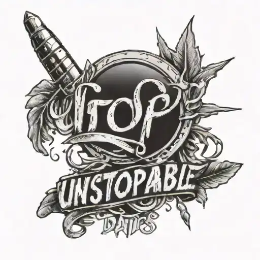 text saying "unstoppable" with two scars tattoo design idea