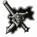 traditonal double edged sword with hebrew 4:12 from NIV bible incorporated  tattoo design idea