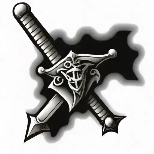 traditonal double edged sword with hebrew 4:12 from NIV bible incorporated  tattoo design idea