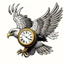 Aguila and Clock with Roman numbers tattoo design idea