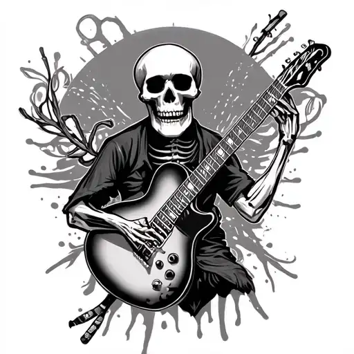 skeleton with guitar tattoo design idea