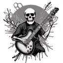 skeleton with guitar tattoo design idea