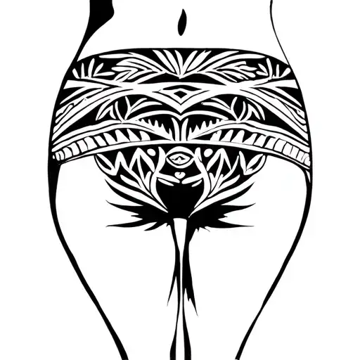 Polynesian buttocks tattoo design idea