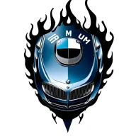 logo bmw car front flames tattoo design idea