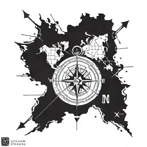 A vintage compass intertwined with a map of the world, symbolizing your love for travelling tattoo design idea