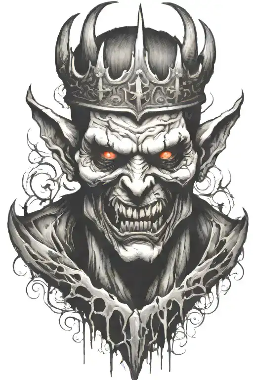 demon with crown tattoo design idea