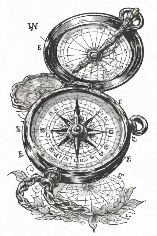 old compass on old designed scotland map made tattoo design idea