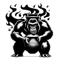 roaring gorilla vase flame tattoo design idea
