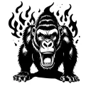 roaring gorilla vase flame tattoo design idea