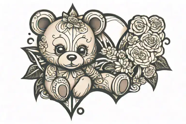 teddy bear cute tattoo design idea