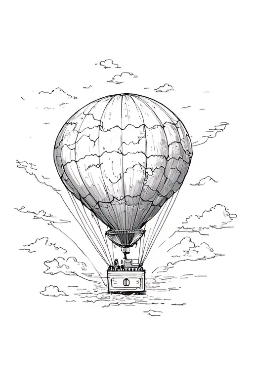 a reminder to trust God that map that takes the shape of a hot air ballon that is in the hands of God.  tattoo design idea