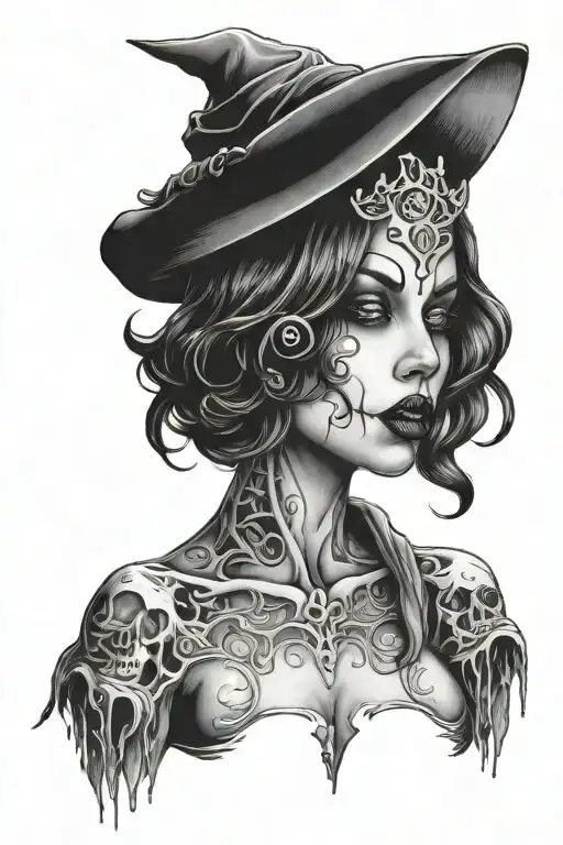 sexy ghost with nipples poking through it tattoo design idea