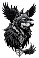 norse viking tattoo with odins ravens and fenrir viking norse wolf and runes tattoo design idea