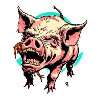 zombie pig tattoo design idea