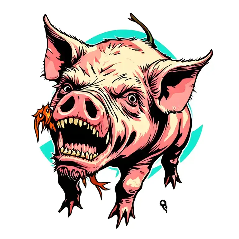 zombie pig tattoo design idea